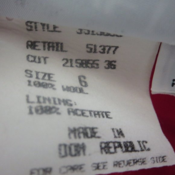 Pristine Vintage True Red 100% Wool Pencil Skirt Pockets XS / S / 0 / 2 Petite - Picture 11 of 12